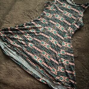 Black and Pink Asymmetrical Fit and Flare Dress